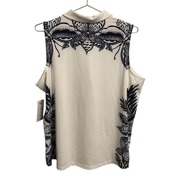 Chico's Zenergy UPF 50 Printed Sleeveless Polo Tank Black White Size 3 or XL NEW - Picture 5 of 6